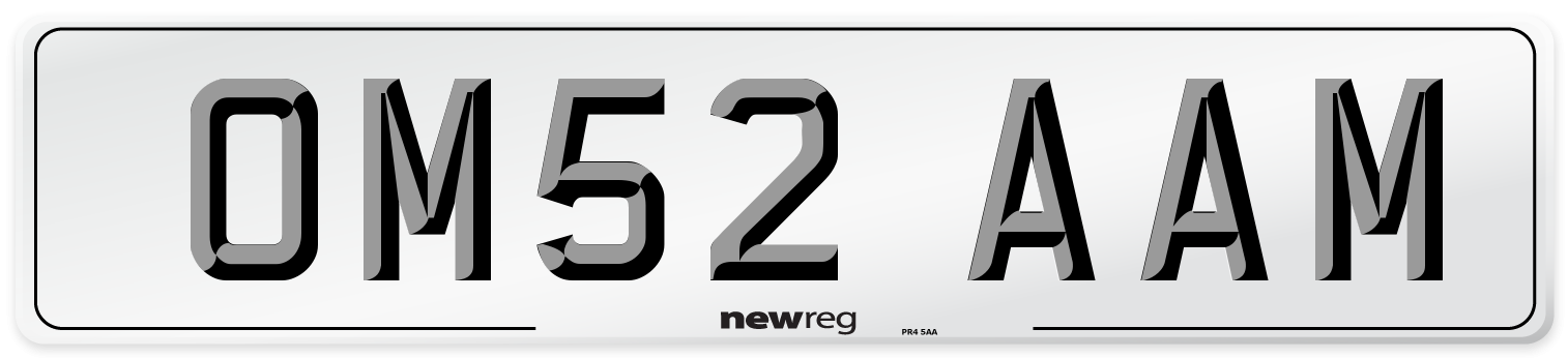 OM52 AAM Number Plate from New Reg